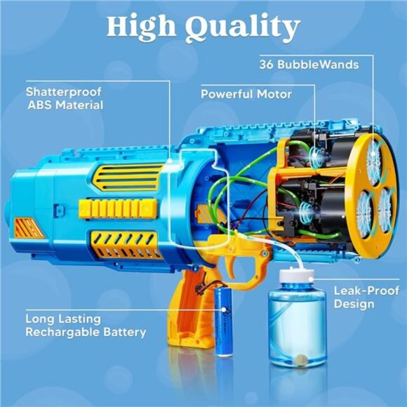 Sloosh Bubble Gun Toy, 10000+ Bubbles, No Dip Automatic Bubble Machine - Picture 4 of 7